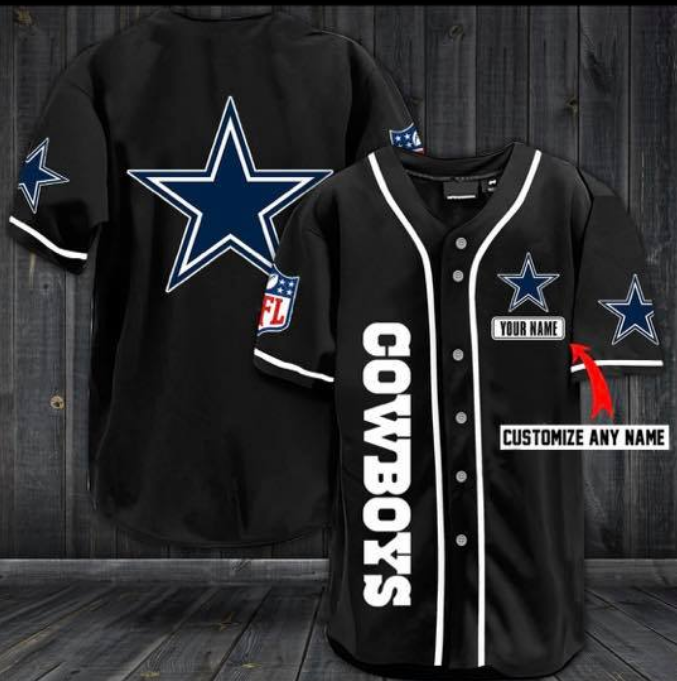 Men's Dallas Cowboys Customized Black Jersey